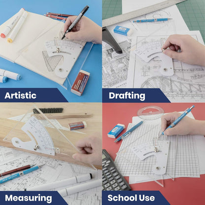 Pacific Arc Adjustable 8 Inch Triangle Plain Edge for Drafting, Architect, Engineer
