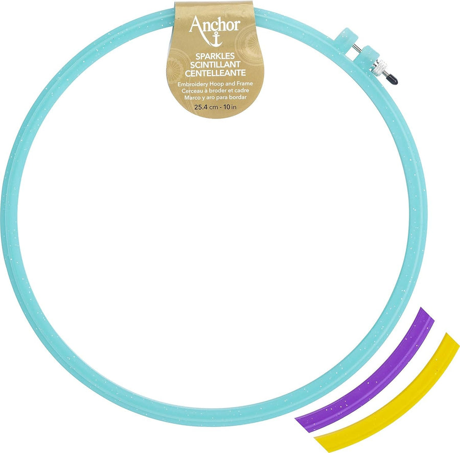 Anchor Sparkle Embroidery Hoop, 8", Blue/Purple/Yellow