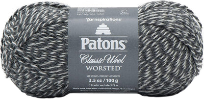 Patons Classic Wool Yarn, 3.5oz, Gauge 4 Medium, 100% Wool Dark Grey Marl - For Crochet, Knitting & Crafting