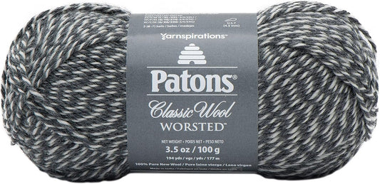 Patons Classic Wool Yarn, 3.5oz, Gauge 4 Medium, 100% Wool Dark Grey Marl - For Crochet, Knitting & Crafting