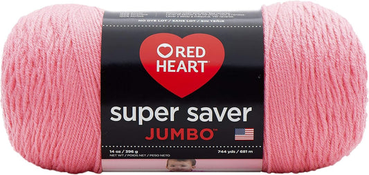 RED HEART E302 Super Saver Jumbo Yarn, Perfect Pink, 10.5 x 5 x 5