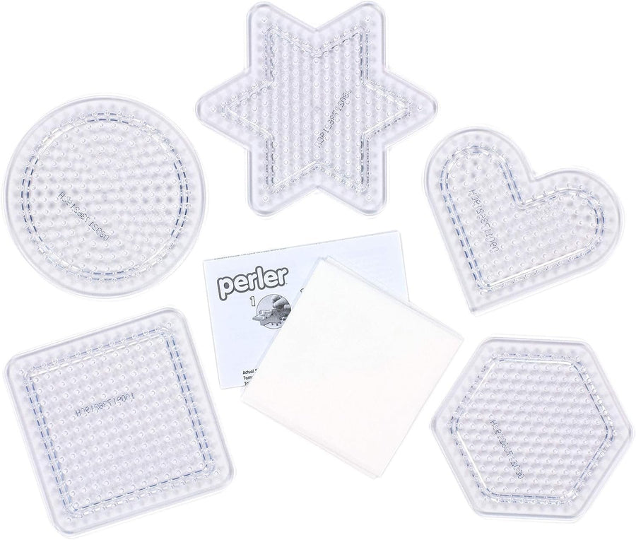 Perler Beads Basic Shapes Clear Pegboard Set, 5 pcs