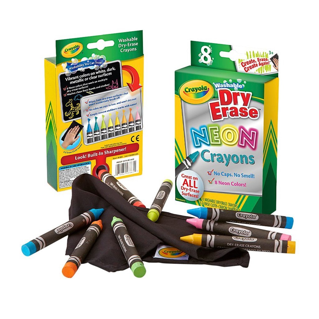 Crayola® Washable NEON Dry-Erase Crayons, 8ct.