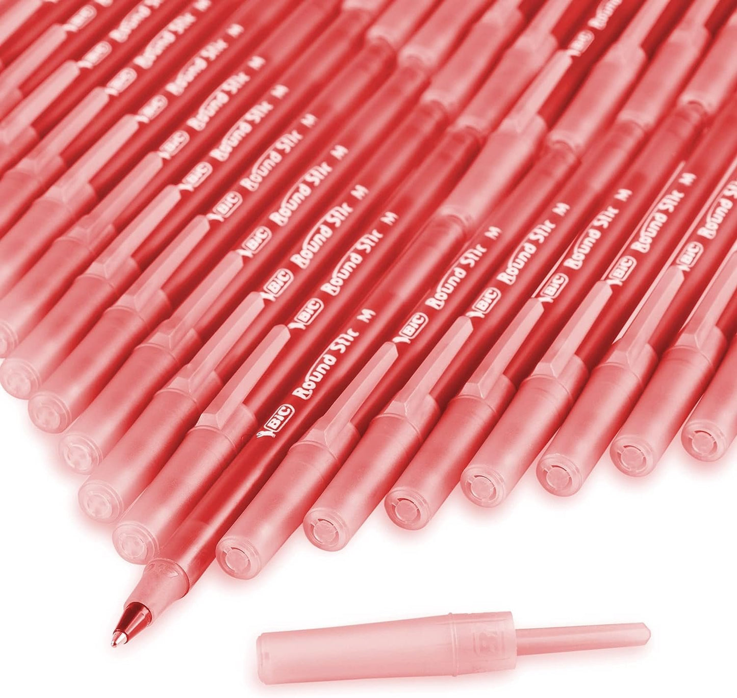 BIC Round Stic Xtra Life Ballpoint Pen, Medium Point (1.0mm), Red, 10-Count