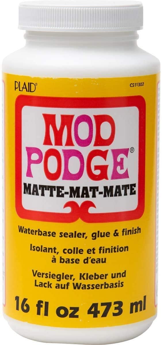Complete Decoupage Kit - Two 16oz Bottles of Mod Podge Waterbase Sealer/Glue/Finish (Matte Finish + Gloss Finish) with 4-pk Foam Brush Set