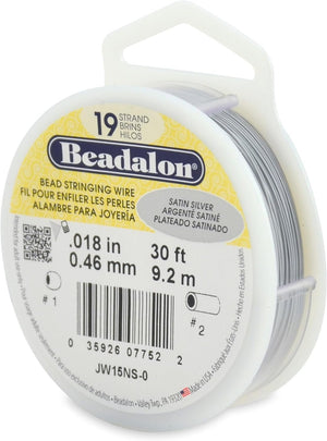 Beadalon 19-Strand Bead Stringing Wire, 0.018-Inch, Satin Silver, 30-Feet