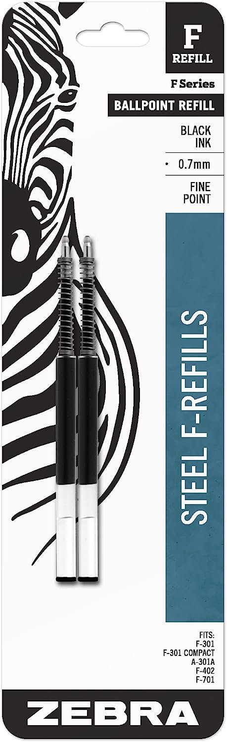 Zebra Pen F-Series Ballpoint Stainless Steel Pen Refill