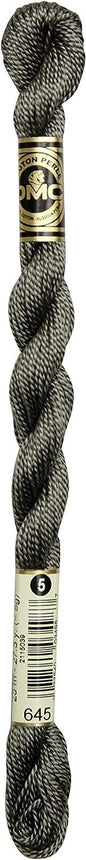 DMC 115 5-645 Pearl Cotton Thread, Very Dark Beaver Grey, Size 5