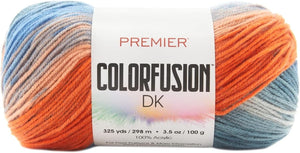 Premier Yarns Colorfusion DK Weight Yarn, Acrylic Yarn with Colorful Self-Striping Hues, Machine-Washable, Tropical, 3.5 oz, 325 Yards