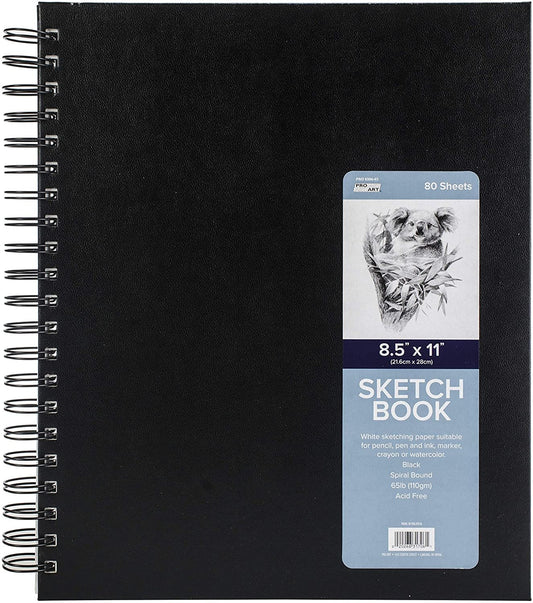 Pro Art 8 1/2-Inch by 11-Inch Spiral Bound Sketch Book, 80-Sheet