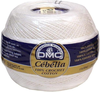 DMC 167G 20-Blanc Cebelia Crochet Cotton, White, 405-Yard, Size 20