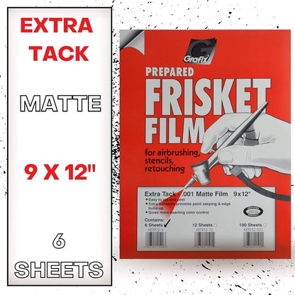 Grafix All Purpose Low Tack Frisket Film SSelf-Adhering Removeable Adhesive Sheets, for Airbrushing, Retouching, Stencils, Rubber Stamping, Watercolor, and Masking, 9 x 12, Matte, 6 Pack, 9" x 12"