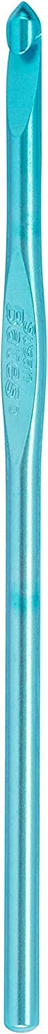 Susan Bates 5-1/2-Inch Silvalume Aluminum Crochet Hook, 5mm, Turquoise (Parent)