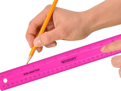 Westcott Shatterproof Ruler, Assorted Translucent Colors, 12"