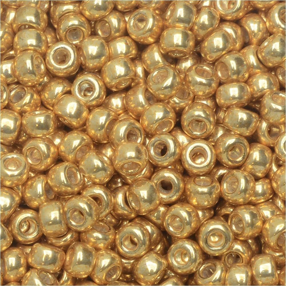 Round Seed Bead Size 8/0 22g Galvanized Gold