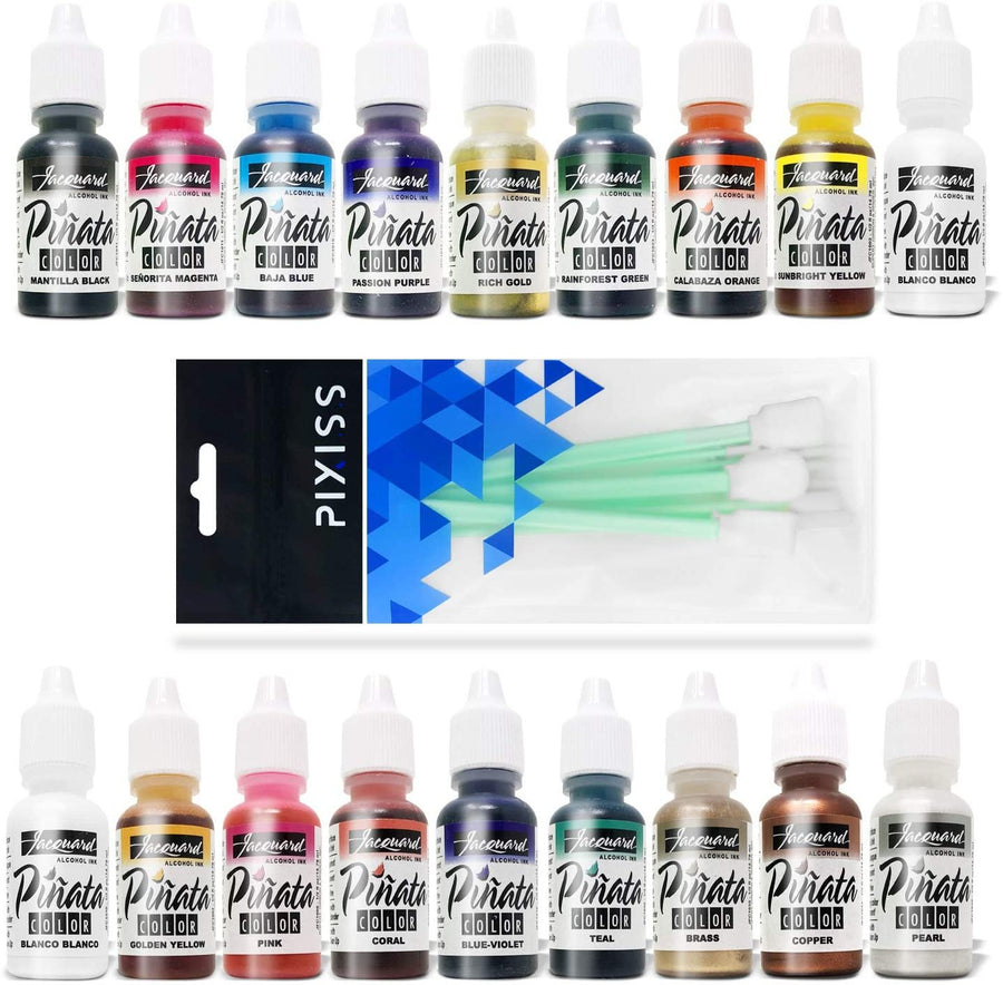 Jacquard Pinata 2-Pack Bundle - New Colors Jacquard Pinata Overtones Exciter Pack & Jacquard Pinata Color Exciter Pack, Pixiss Alcohol Ink Blending Tools