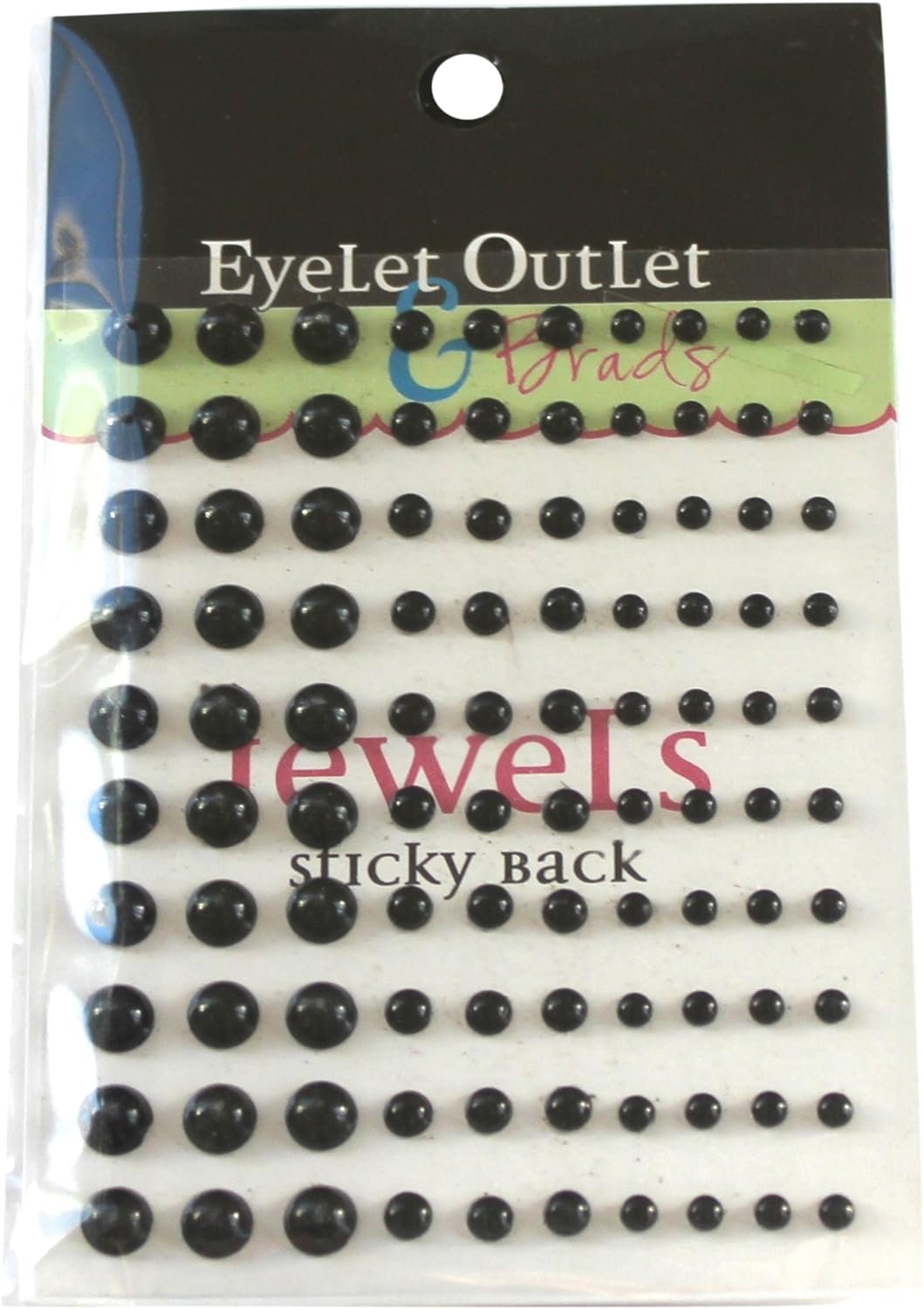 Eyelet Outlet Bling Self-Adhesive Pearls, Multi-Size, Black, 100-Pack