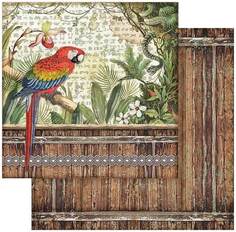 Stamperia Mini Scrapbooking Pad-Double Sided Sheets-Amazonia, Paper, Wooden, 8 x 8 inches v