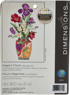 Dimensions Elegant Flower Vase Crewel Embroidery Kit, 5'' W x 7'' H