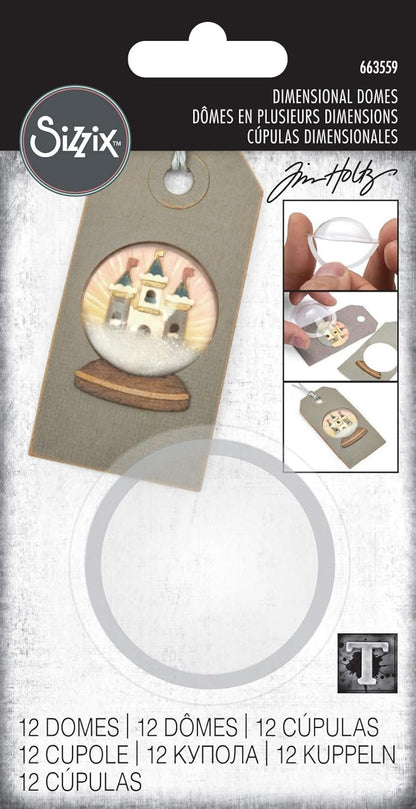 Sizzix Accessory Dimensional Domes, 12PK Inspired by Tim Holtz, us:one size, 12 Pack / 1.4" 12 Piece