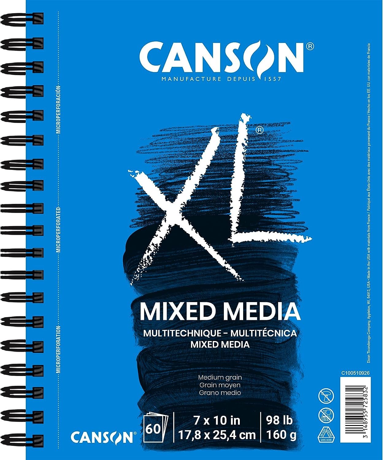 Canson 100510929 XL Series Mix Media Paper Pad, 98 Pound, 11 x 14 Inches, 60 Sheets