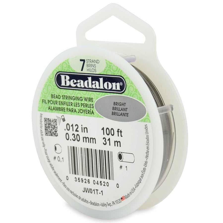 Beadalon 7 Strand Stainless Steel Bead Stringing Wire, 015 in / 0.38 mm, Bright, 100 ft / 31 m