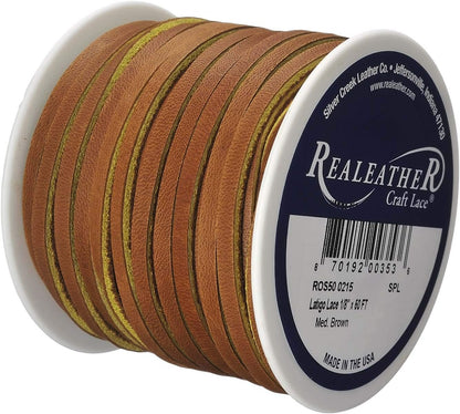 Realeather Latigo Lace Spool, 1/8"x50', Medium Brown