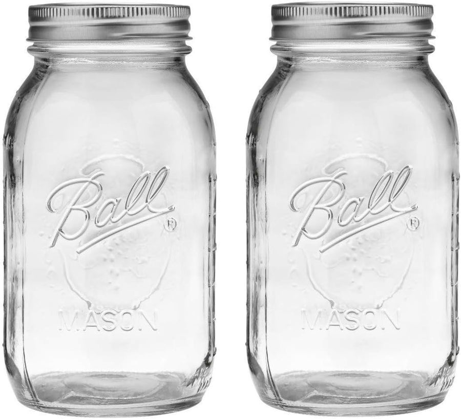 Ball Regular Mouth 32-Ounces Mason Jar with Lids and Bands, Clear,(Pack Of 2)