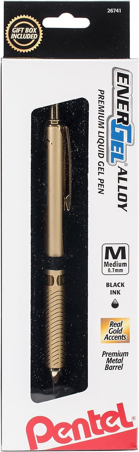 PENTEL Gold Barrl-Energel Alloy Pen 1P Gel Ink Rollerball Pen (BL407XBPA)