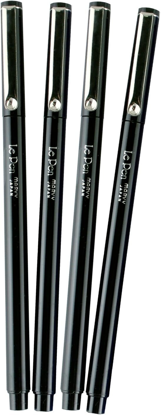 Uchida of America 4-Piece 0.3 Point Size Le Drawing Pen Set Art Supplies, 4 Count (Pack of 1), Balck