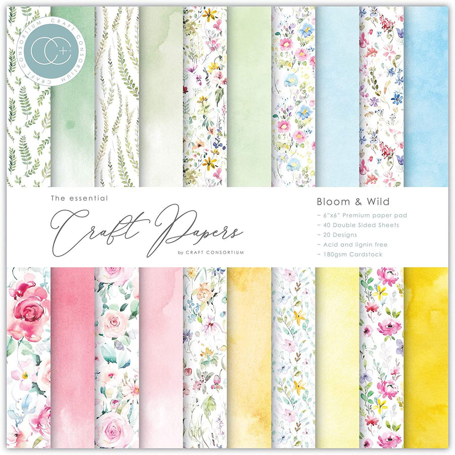 Craft Consortium CCEPAD009B Bloom & Wild 6 x 6 Paper Pad