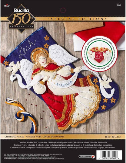 Bucilla Christmas Angel Stocking Kit, Blue, gold, white