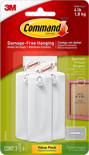 Command 10014485 Picture-Hanging Hooks, Large, White, 3 Count