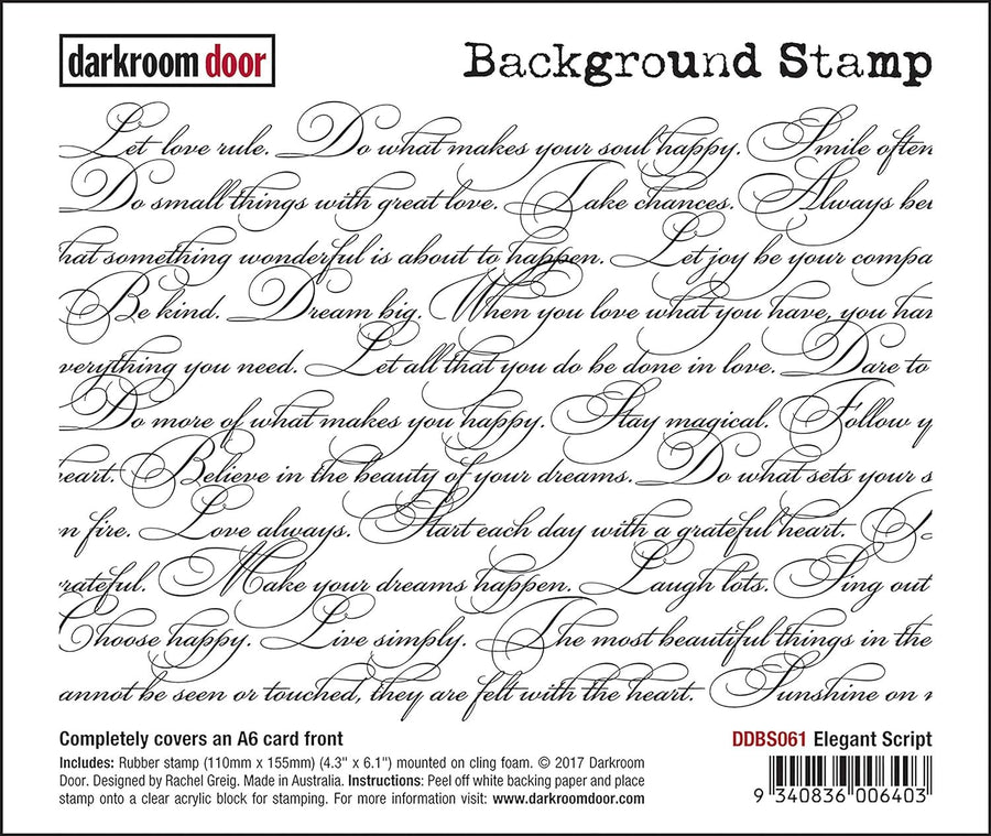 Darkroom Door Elegant Script Background Cling Stamp, 4"X6"