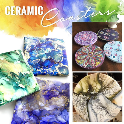 PIXISS Round Ceramic Coasters with Cork Backing - 50