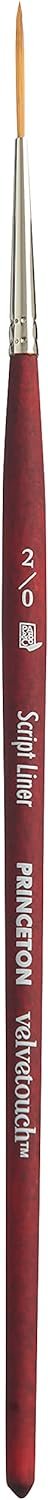 Princeton Velvetouch, Series 3950, Paint Brush for Acrylic, Oil and Watercolor, Script Liner, 2/0