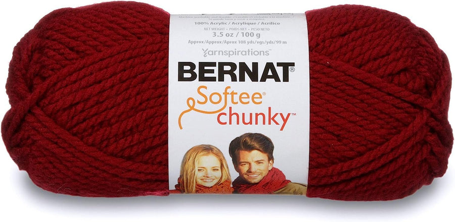 Bernat Softee Chunky Yarn, 3.5 Oz, Gauge 6 Super Bulky, White