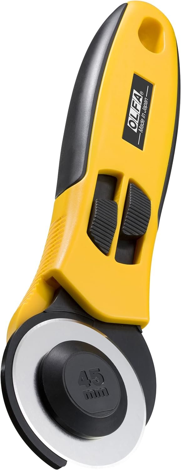 OLFA 45mm Quick-Change Rotary Cutter (RTY-2/NS) - Rotary Fabric Cutter w/ Split Blade Cover for Crafts, Sewing, Quilting, Replacement Blade: OLFA RB45-1