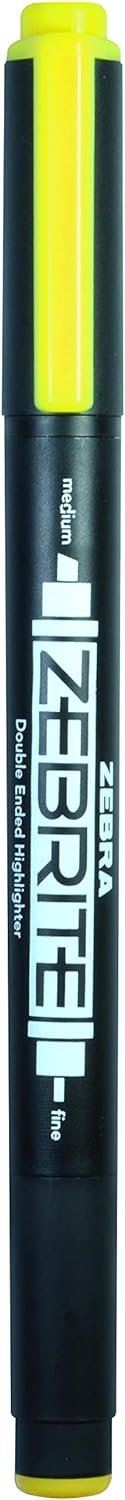 Zebra Pen Zebrite Double-Ended Highlighter, Medium Chisel Point and Fine Point, Assorted Colors, 5-Count