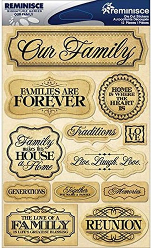 Reminisce Signature Dimensional Stickers 4.5"X6" Sheet, Family