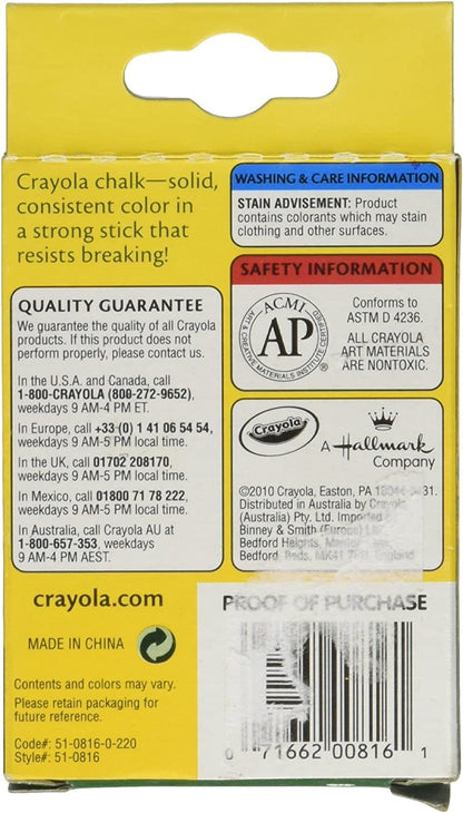 Crayola Chalk, Assorted Colors, 12 Sticks Per Box