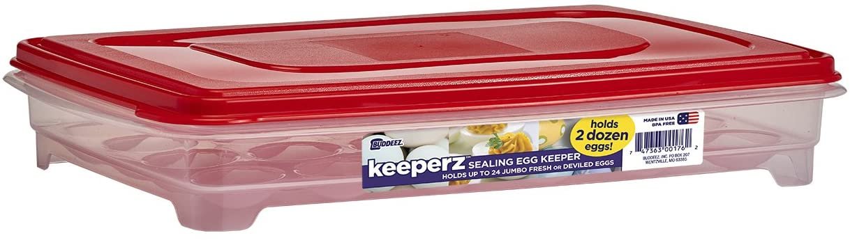 Egg Holder for Refrigerator, Deviled Egg Tray Carrier With Lid- Container for 24 Eggs