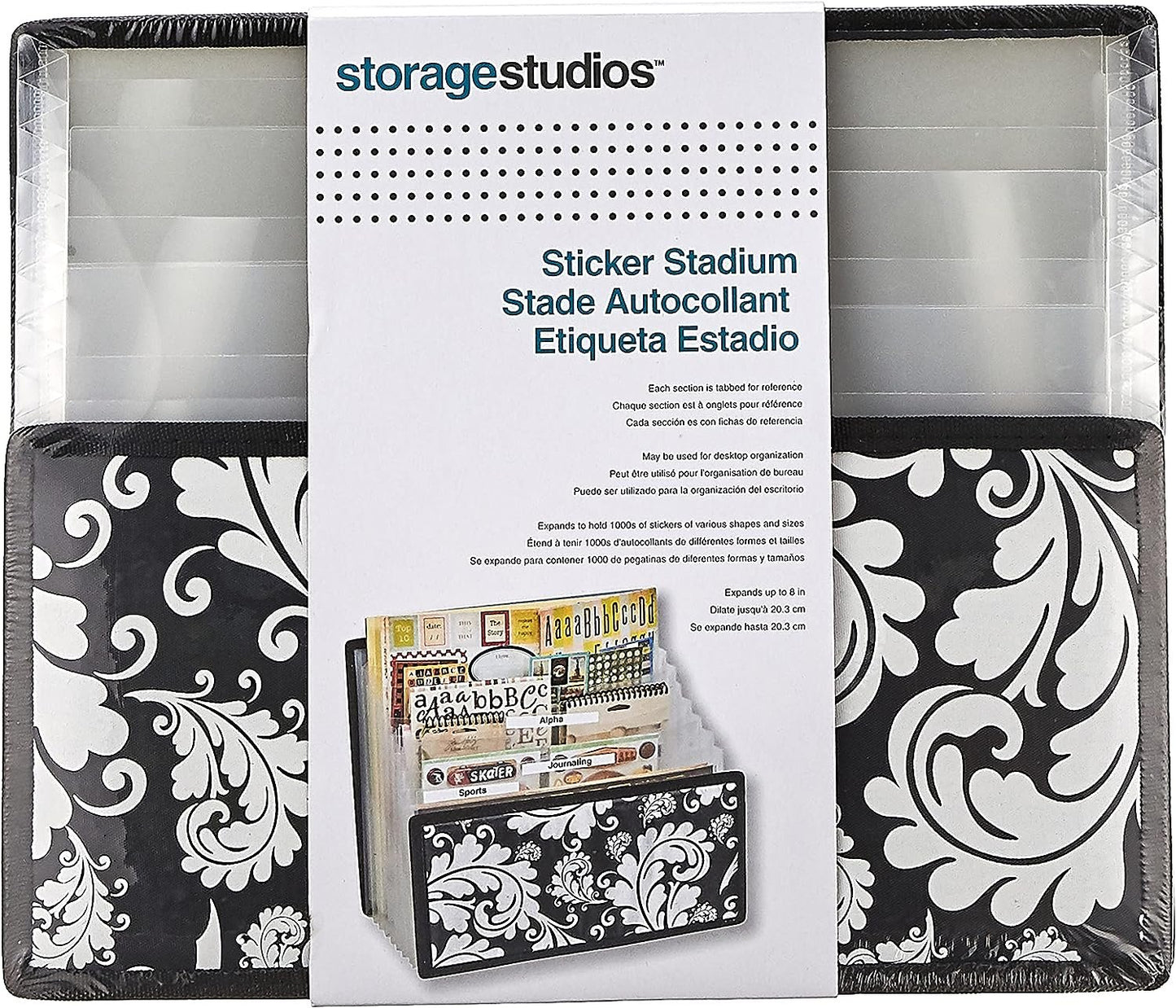 Storage Studios Projections Paper Holder with 10 Expandable Sections, 14.625 x 9 x 14.25 Inches, Black and White (CH92650)
