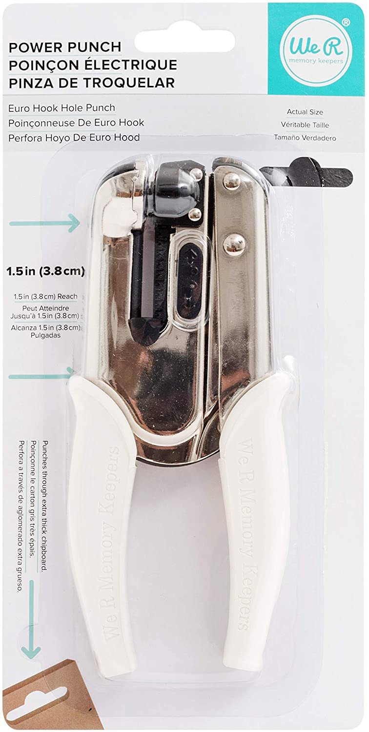 Euro Hook Power Punch by We R Memory Keepers | White Comfort Handle | 1.5-inch reach