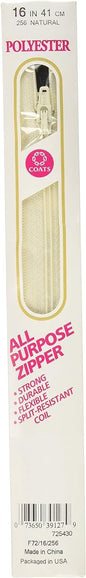 Coats: Thread & Zippers F7214-256 All-Purpose Plastic Zipper, 14", Natural