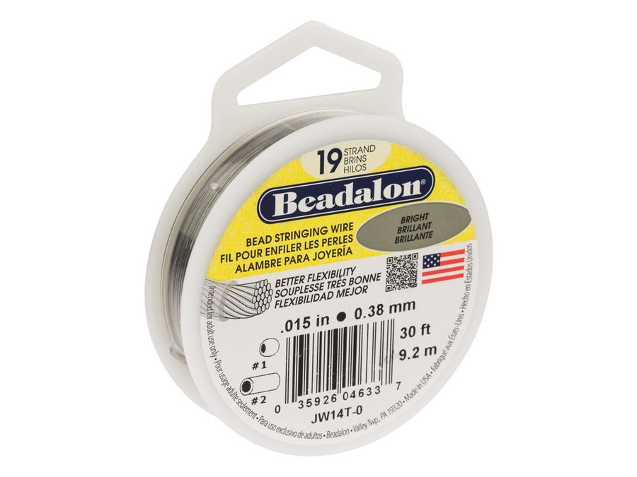 Beadalon 19 Strand Stainless Steel Bead Stringing Wire, 012 in / 0.30 mm, Bright, 30 ft / 9.2 m