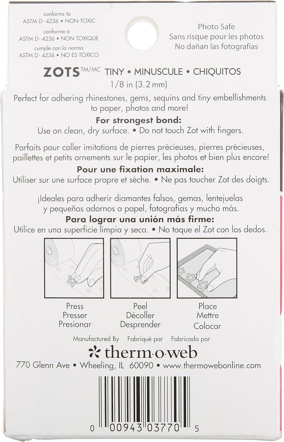 Thermoweb Zots Clear Adhesive Dots, Bling Tiny 1/8" 325/Pkg