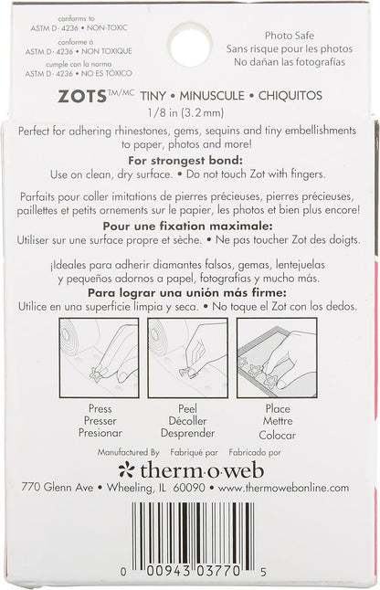Thermoweb Zots Clear Adhesive Dots, Bling Tiny 1/8" 325/Pkg