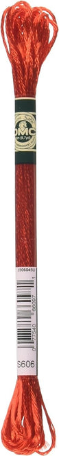 DMC 1008F-S606 Shiny Radiant Satin Floss, Orange/Red, 8.7-Yard