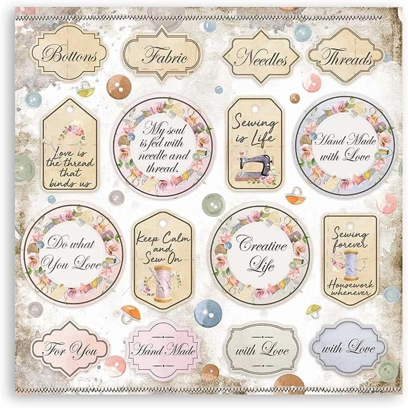 STAMPERIA INTERNATIONAL, KFT Stamperia-Scrapbooking Pad-Romantic Threads, 12 x 12 inches, Multicoloured